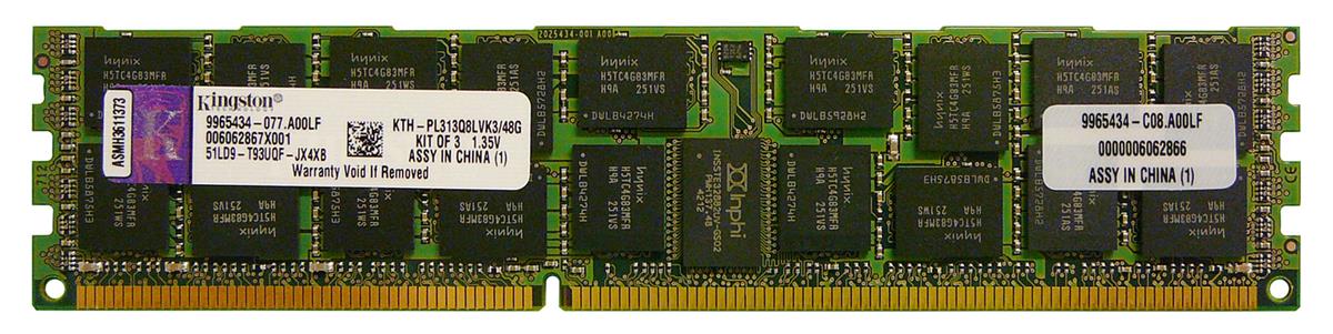 9965434-077.A00LF Kingston 48GB Kit (3 X 16GB) PC3-10600 DDR3-1333MHz ECC Registered CL9 240-Pin DIMM 1.35V Low Voltage Quad Rank x8 Memory