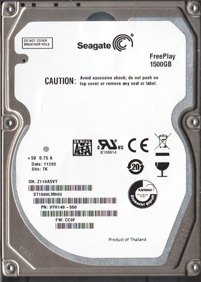 9YH148 Seagate FreePlay 1.5TB 5400RPM SATA 3Gbps 16MB Cache 2.5-inch Internal Hard Drive
