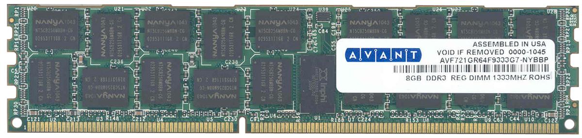 AVF721GR64F9333G7-NYBBP Avant 8GB PC3-10600 DDR3-1333MHz ECC Registered CL9 240-Pin DIMM Quad Rank Memory Module