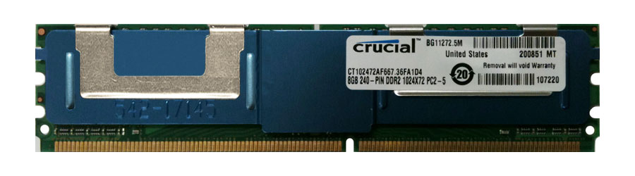 CT102472AF667.36FA1D4 Crucial 8GB PC2-5300 DDR2-667MHz ECC Fully Buffered CL5 240-Pin DIMM Dual Rank Memory Module