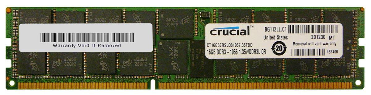 CT16G3ERSLQ81067 Crucial 16GB PC3-8500 DDR3-1066MHz Registered ECC CL7 240-Pin DIMM 1.35V Low Voltage Quad Rank Memory Module