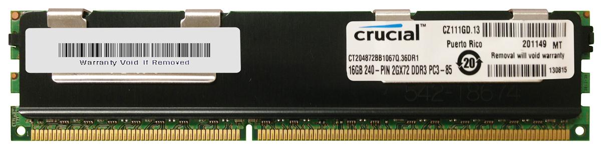 CT204872BB1067Q.36DR1 Crucial 16GB PC3-8500 DDR3-1066MHz Registered ECC CL7 240-Pin DIMM Quad Rank Memory Module