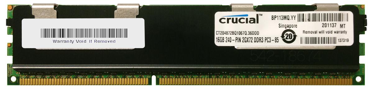 CT204872BQ1067Q.36DDD Crucial 16GB PC3-8500 DDR3-1066MHz Registered ECC CL7 240-Pin DIMM 1.35V Low Voltage Quad Rank Memory Module