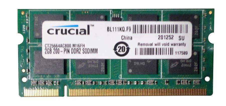 CT25664AC800.M16FH Crucial 2GB SoDimm PC6400 Memory