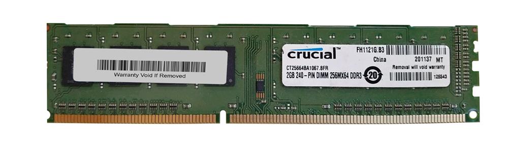 CT25664BA1067.8FR Crucial 2GB PC3-8500 DDR3-1066MHz non-ECC Unbuffered CL7 240-Pin DIMM Memory Module