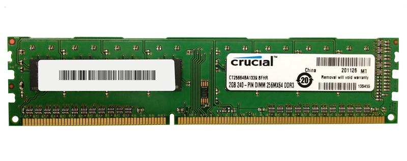 CT25664BA1339.8FHR Crucial 2GB PC3-10600 DDR3-1333MHz non-ECC Unbuffered CL9 240-Pin DIMM Single Rank Memory Module
