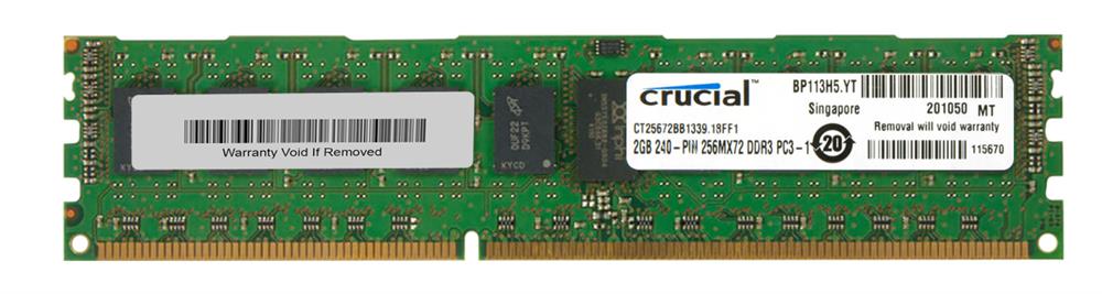 CT25672BB1339.18FF1 Crucial 2GB PC3-10600 DDR3-1333MHz Registered ECC CL9 240-Pin DIMM Dual Rank Memory Module