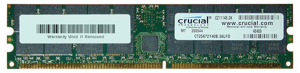 CT25672Y40B.36LFD Crucial 2GB PC3200 DDR-400MHz Registered ECC CL3 184-Pin DIMM 2.5V Dual Rank Memory Module