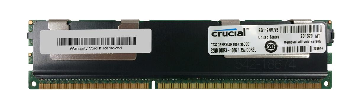 CT32G3ERSLQ41067.36DED Crucial 32GB PC3-8500 DDR3-1066MHz Registered ECC CL7 240-Pin DIMM 1.35V Low Voltage Quad Rank Memory Module