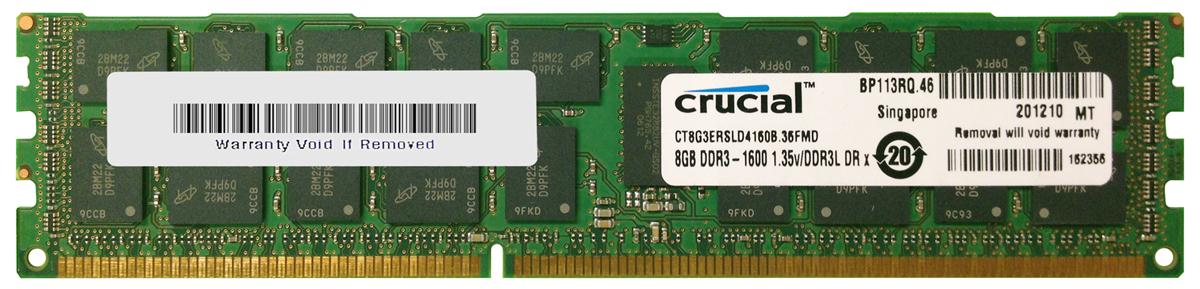 CT8G3ERSLD4160B.36FMD Crucial 8GB PC3-12800 DDR3-1600MHz Registered ECC CL11 240-Pin DIMM 1.35V Low Voltage Dual Rank Memory Module