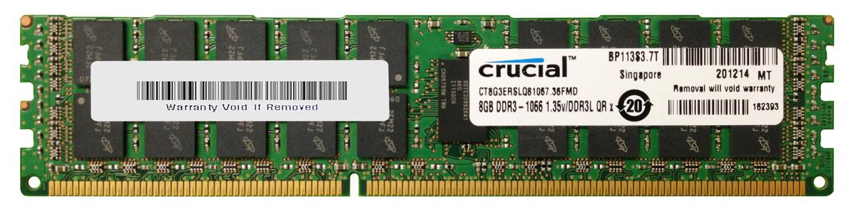 CT8G3ERSLQ81067.36FMD Crucial 8GB PC3-8500 DDR3-1066MHz Registered ECC CL7 240-Pin DIMM 1.35V Low Voltage Quad Rank Memory Module