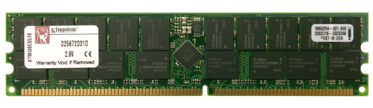 D25672D31D Kingston 2GB PC3200 DDR-400MHz Registered ECC CL3 184-Pin DIMM 2.5V Dual Rank Memory Module
