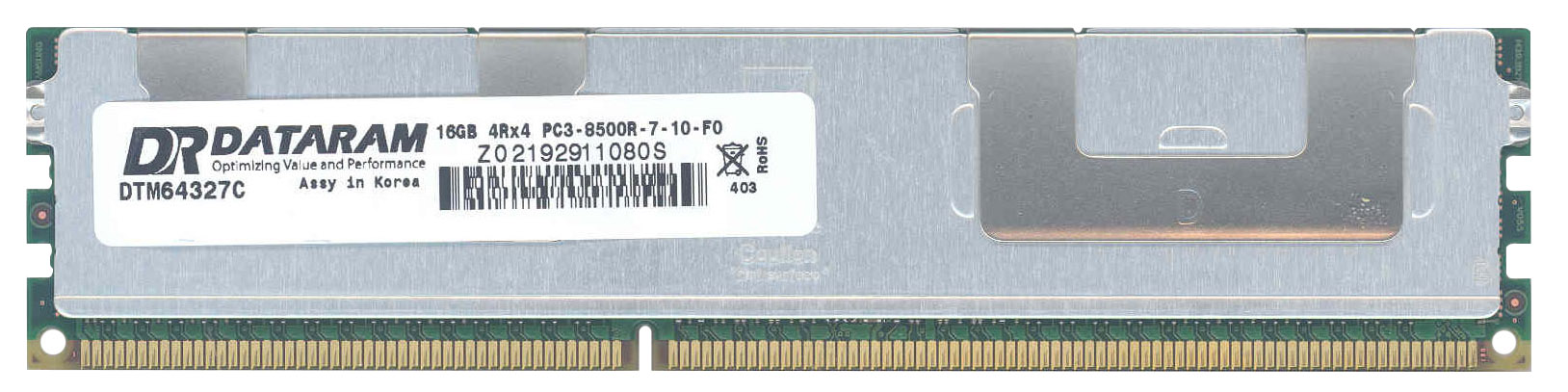 DTM64327C Dataram 16GB PC3-8500 DDR3-1066MHz ECC Registered CL7 240-Pin DIMM Quad Rank Memory Module