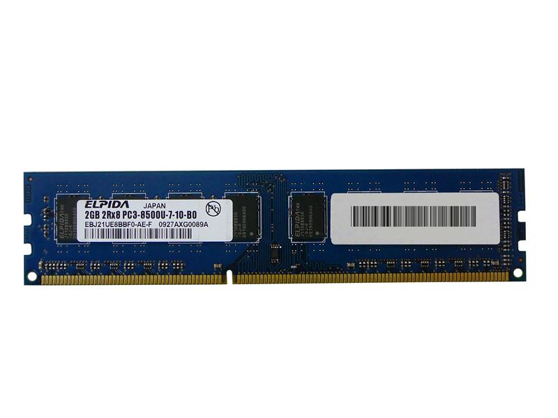 EBJ21UE8BBF0-AE-F Elpida 2GB PC3-8500 DDR3-1066MHz non-ECC Unbuffered CL7 240-Pin DIMM Dual Rank Memory Module