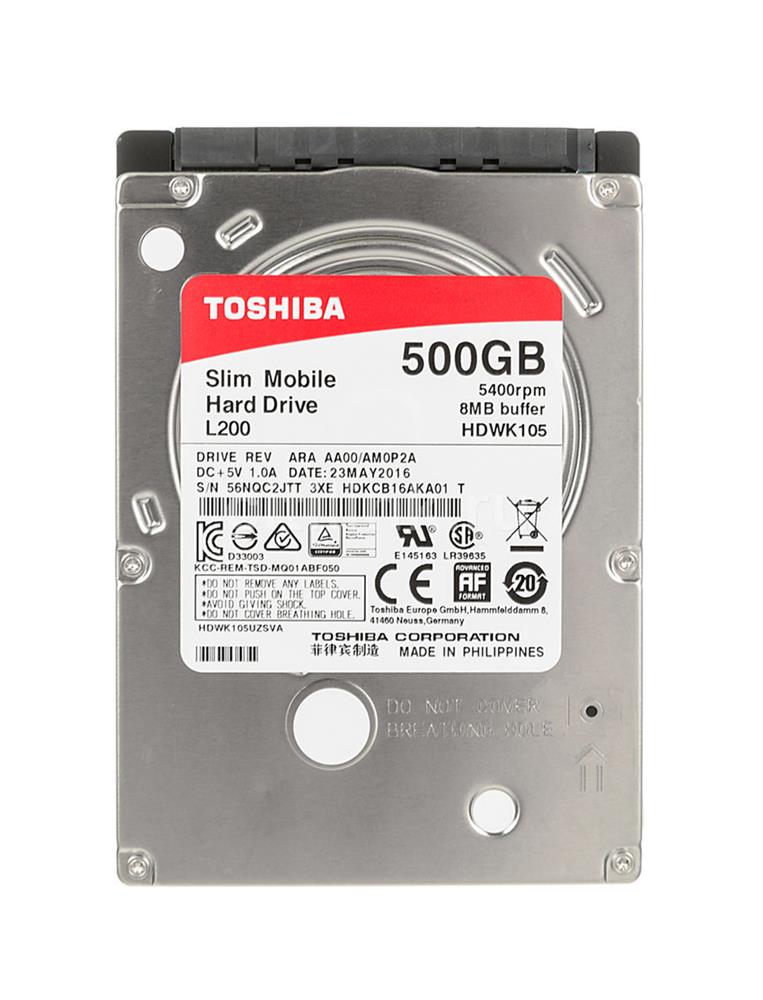 HDWK105UZSVA Toshiba L200 500GB SATA 3.0 Gbps Hard Drive