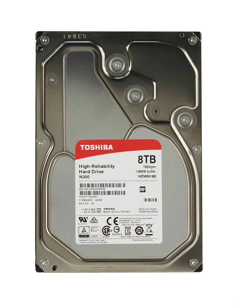 HDWN180UZSVA Toshiba N300 8TB SATA 6.0 Gbps Hard Drive