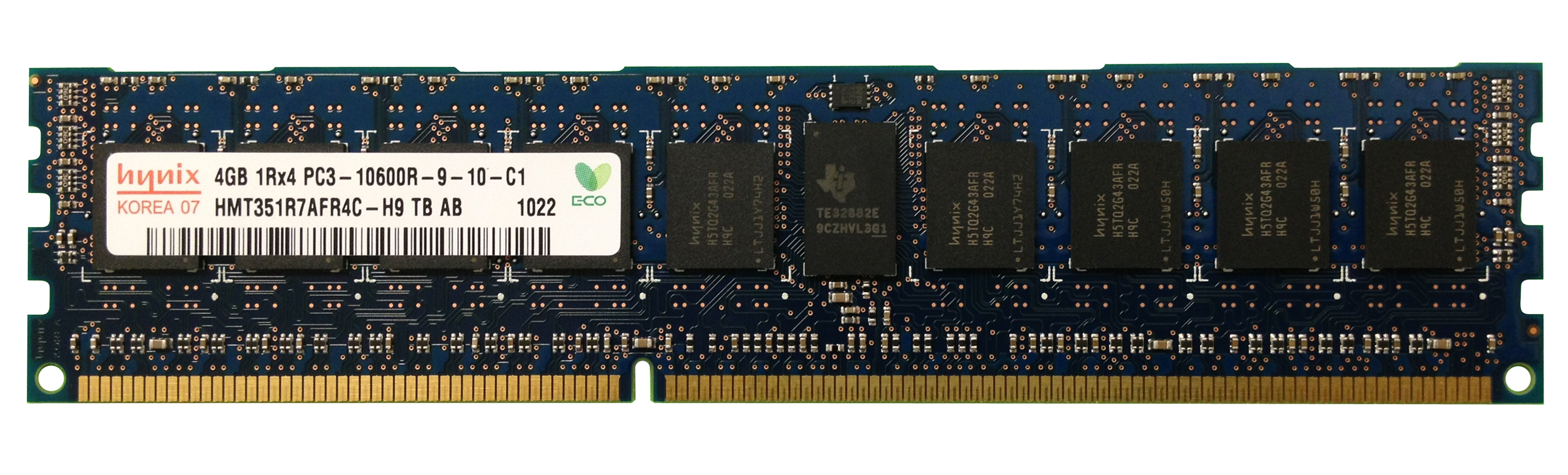 HMT351R7AFR4C-H9 Hynix 4GB PC3-10600 DDR3-1333MHz ECC Registered CL9 240-Pin DIMM Single Rank Memory Module