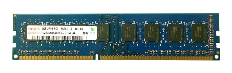 HMT351U6AFR8C-G7N0 Hynix 4GB PC3-8500 DDR3-1066MHz non-ECC Unbuffered CL7 240-Pin DIMM Dual Rank Memory Module