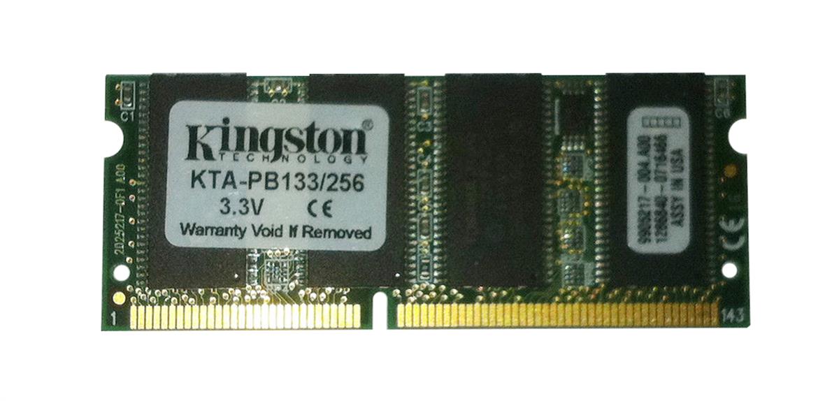 KTA-PB133/256 Kingston 256MB PC133 133MHz non-ECC Unbuffered CL3 144-Pin SoDimm Memory Module