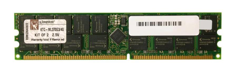 KTC-ML370G3/4G Kingston 4GB Kit (2 X 2GB) PC2100 DDR-266MHz Registered ECC CL2.5 184-Pin DIMM 2.5V Memory for HP/Compaq 300682-B21, AD197A