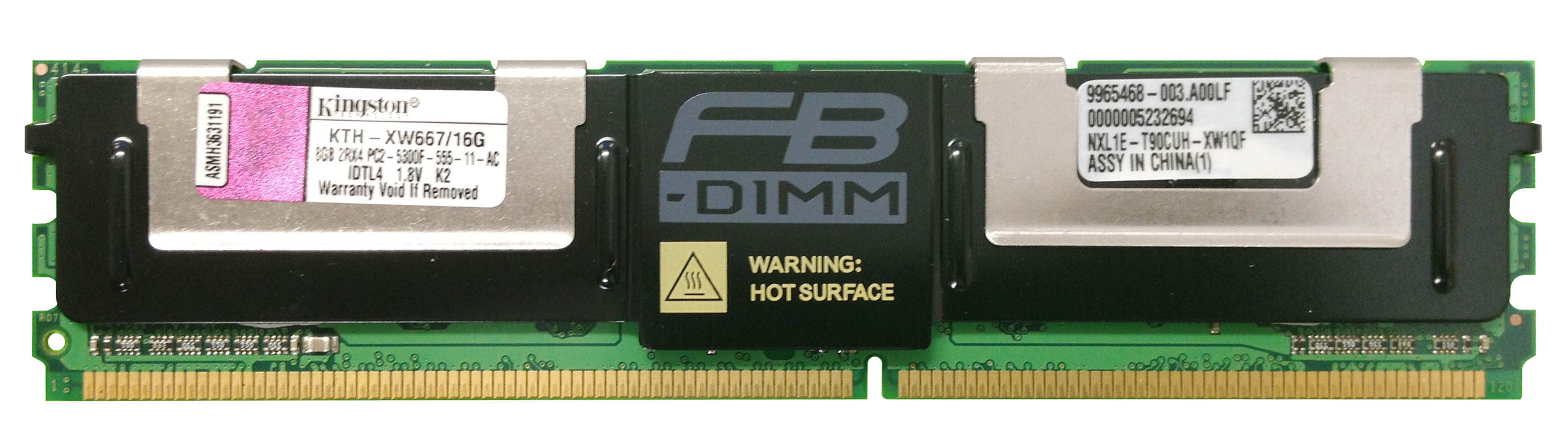 KTH-XW667/16G Kingston 16GB Kit (2 X 8GB) PC2-5300 DDR2-667MHz ECC Fully Buffered CL5 240-Pin DIMM Dual Rank Memory for HP/Compaq 413015-B21