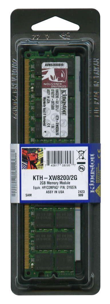 KTH-XW8200/2G Kingston 2GB PC2-3200 DDR2-400MHz ECC Registered CL3 240-Pin DIMM Dual Rank Memory Module for HP/Compaq Workstation xw6200 DY657A