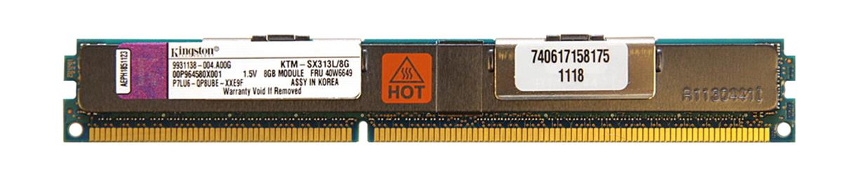 KTM-SX313L/8G Kingston 8GB PC3-10600 DDR3-1333MHz ECC Registered CL9 240-Pin DIMM Very Low Profile (VLP) Dual Rank Memory Module for IBM