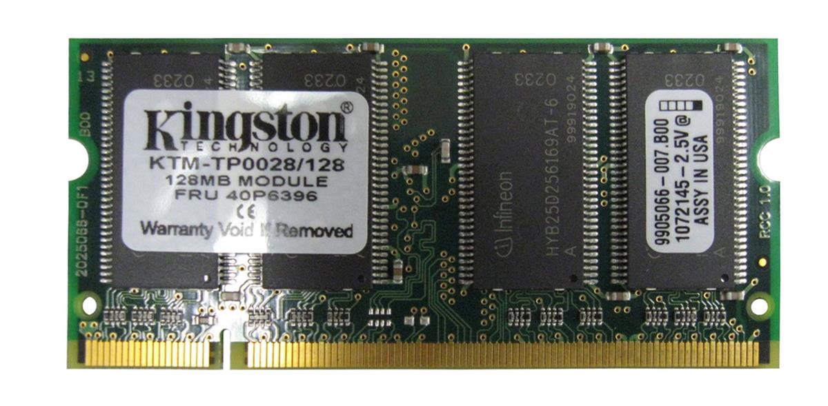 KTM-TP0028/128 Kingston 128MB PC2100 DDR-266MHz non-ECC Unbuffered CL2.5 200-Pin SoDimm Memory Module for IBM 10K0028, 10K0029, FRU 40P6396