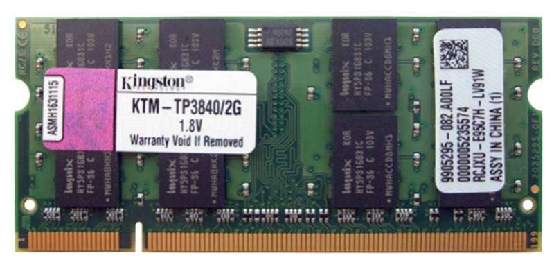KTM-TP3840/2G Kingston 2GB PC2-4200 DDR2-533MHz non-ECC Unbuffered CL4 200-Pin SoDimm Memory Module