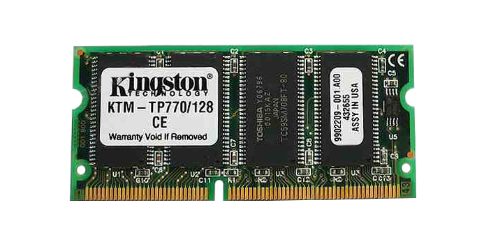 KTM-TP770/32 Kingston 32MB PC66 66MHz non-ECC Unbuffered CL2 144-Pin SoDimm Memory Module