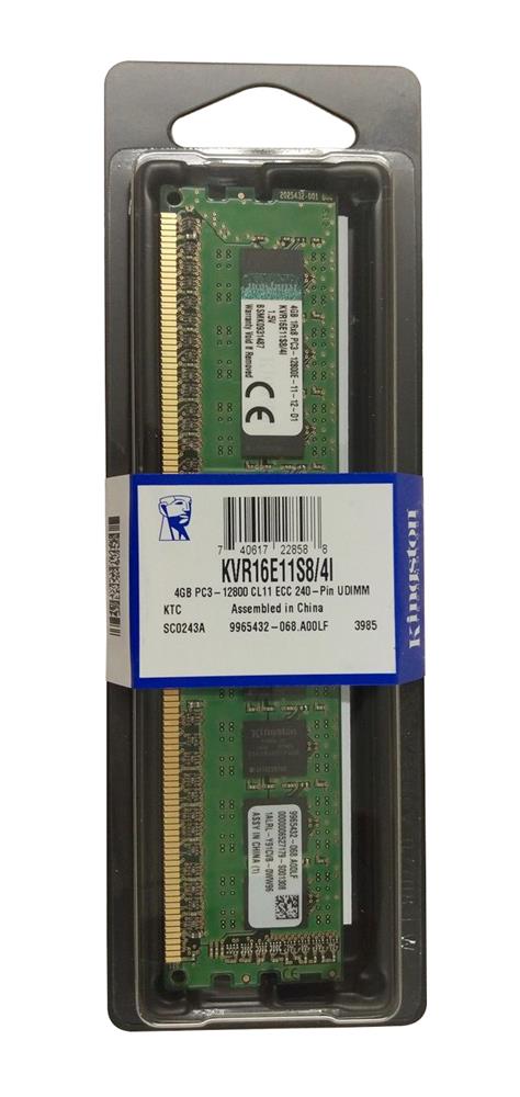 KVR16E11S8/4I Kingston 4GB PC3-12800 DDR3-1600MHz ECC Unbuffered CL11 240-Pin DIMM Single Rank x8 Memory Module (Intel validated) w/TS