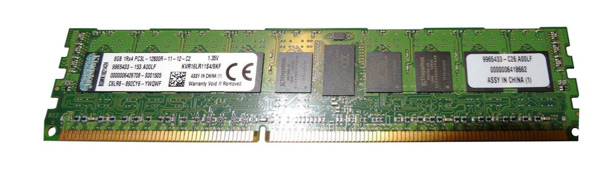 KVR16LR11S4/8KF Kingston 8GB PC3-12800 DDR3-1600MHz ECC Registered CL11 240-Pin DIMM 1.35V Low Voltage Single Rank x4 Memory Module w/TS Kingston F