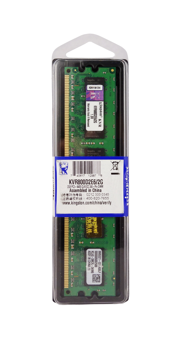 KVR800D2E6/2G Kingston 2GB PC2-6400 DDR2-800MHz ECC Unbuffered CL6 240-pin DIMM Memory Module