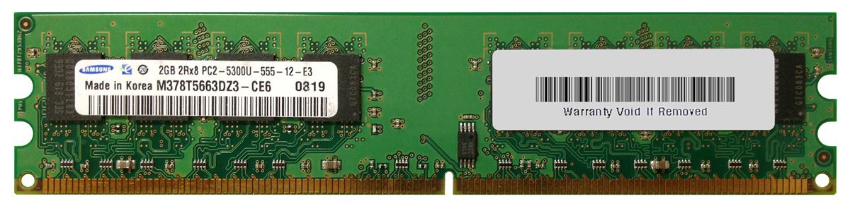 M378T5663DZ3-CE6 Samsung 2GB PC2-5300 DDR2-667MHz non-ECC Unbuffered CL5 240-Pin DIMM Dual Rank Memory Module