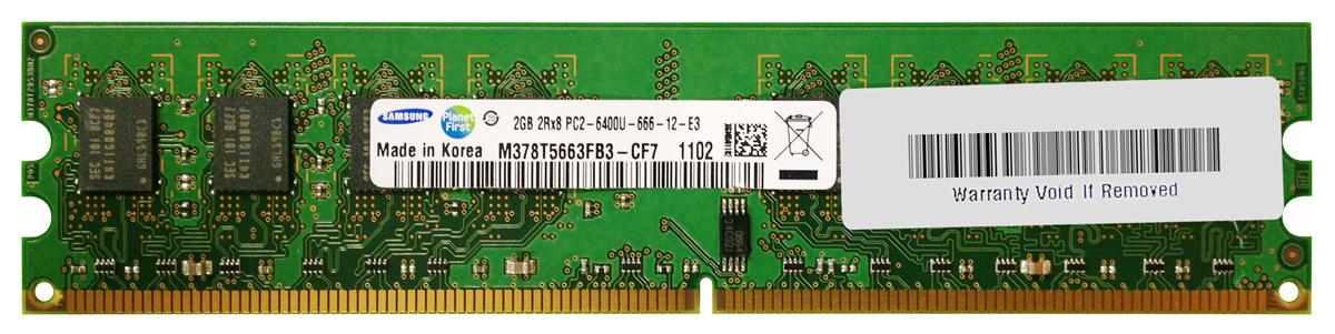M378T5663FB3-CF7 Samsung 2GB PC2-6400 DDR2-800MHz non-ECC Unbuffered CL6 240-Pin DIMM Dual Rank Memory Module