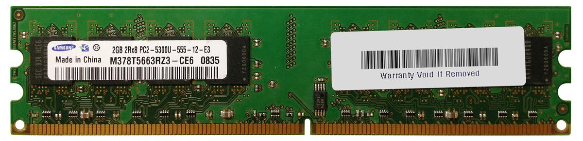 M378T5663RZ3-CE6 Samsung 2GB PC2-5300 DDR2-667MHz non-ECC Unbuffered CL5 240-Pin DIMM Dual Rank Memory Module
