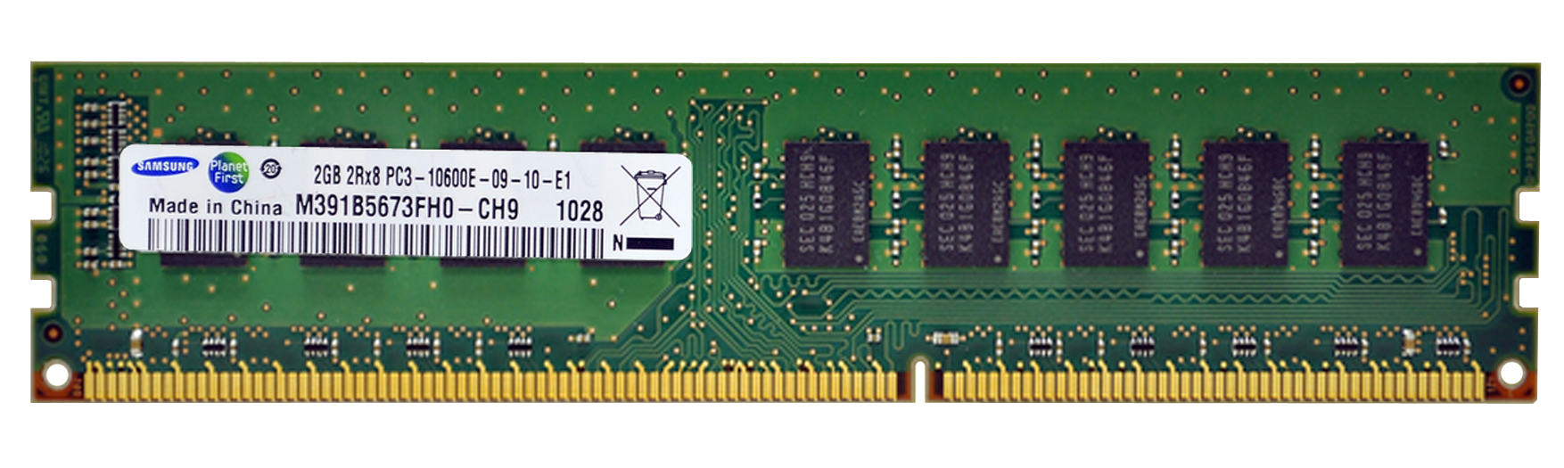 M391B5673FH0-CH9 Samsung 2GB PC3-10600 DDR3-1333MHz ECC Unbuffered CL9 240-Pin DIMM Dual Rank Memory Module