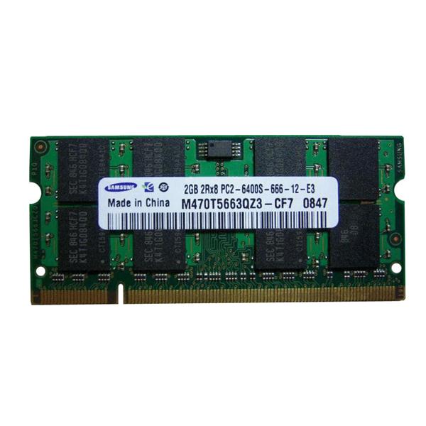 M470T5663QZ3-CE6 Samsung 2GB PC2-5300 DDR2-667MHz non-ECC Unbuffered CL5 200-Pin SoDimm Dual Rank Memory Module