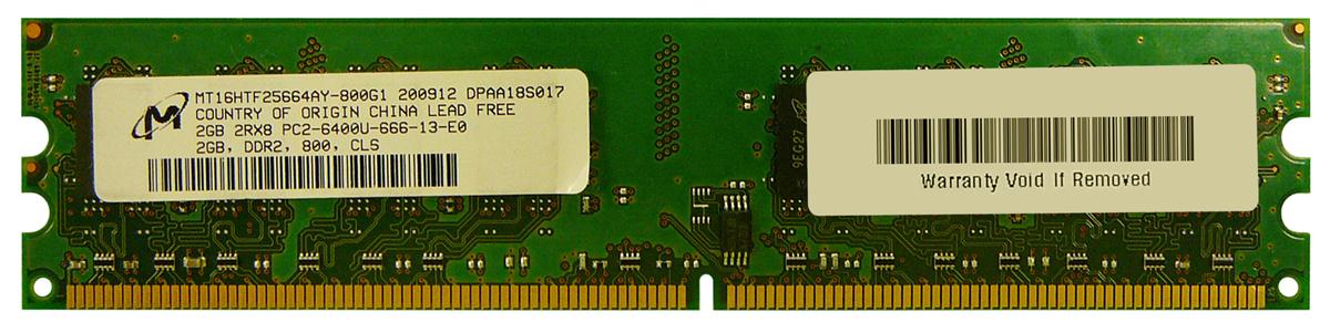 MT16HTF25664AY-800G1 Micron 2GB PC2-6400 DDR2-800MHz non-ECC Unbuffered CL6 240-Pin DIMM Dual Rank Memory Module