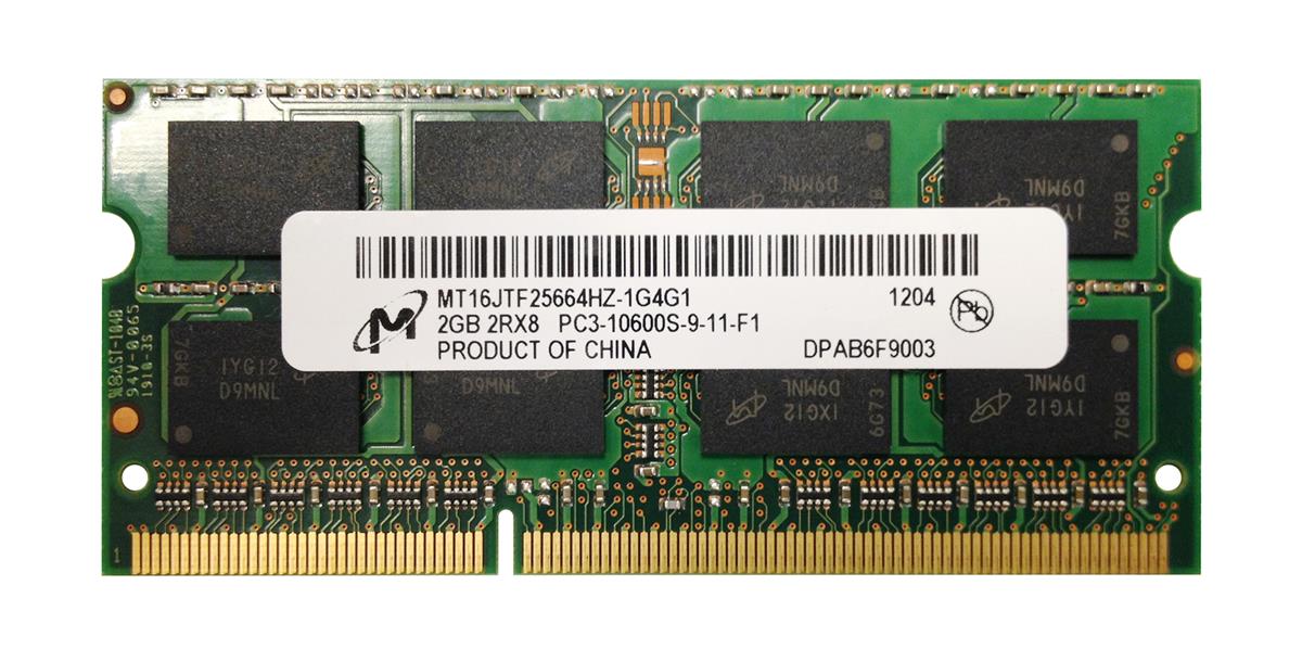 MT16JTF25664HZ-1G4G1 Micron 2GB PC3-10600 DDR3-1333MHz non-ECC Unbuffered CL9 204-Pin SoDimm Dual Rank Memory Module