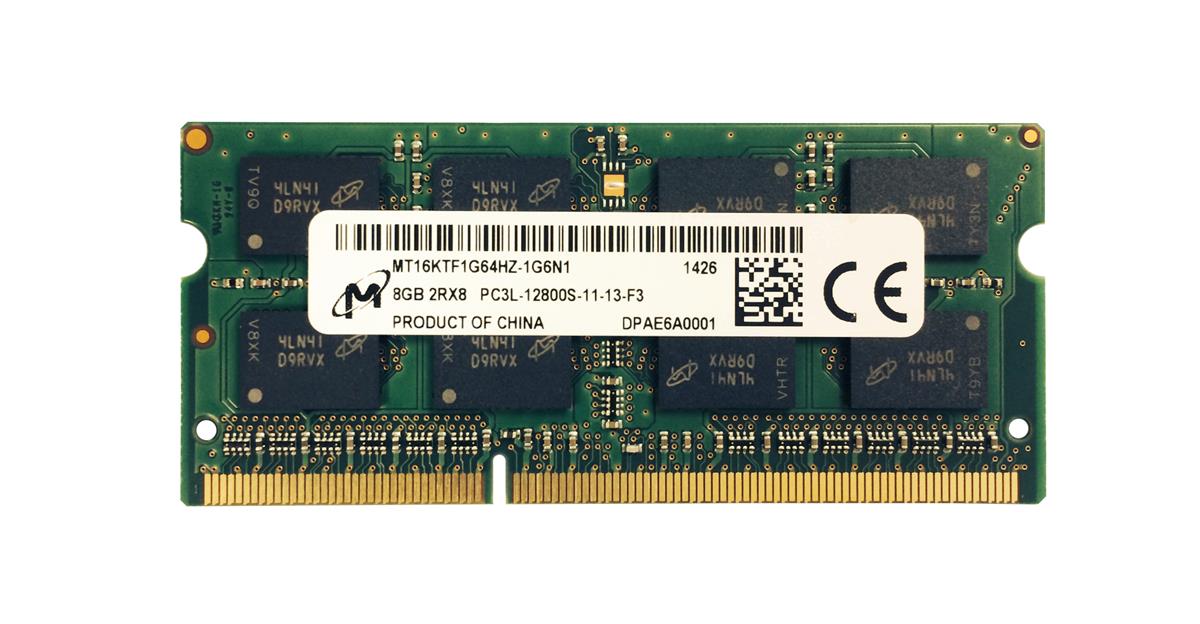 MT16KTF1G64HZ-1G6N1 Micron 8GB PC3-12800 DDR3-1600MHz non-ECC Unbuffered CL11 204-Pin SoDimm 1.35V Low Voltage Dual Rank Memory Module