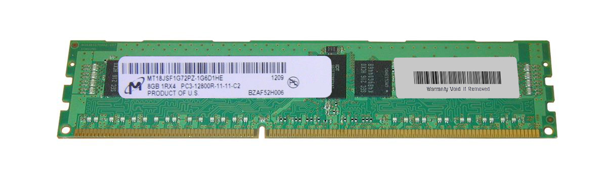 MT18JSF1G72PZ-1G6D1H Micron 8GB PC3-12800 DDR3-1600MHz ECC Registered CL11 240-Pin DIMM Single Rank Memory Module