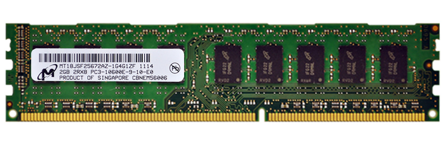 MT18JSF25672AZ-1G4 Micron 2GB PC3-10600 DDR3-1333MHz ECC Unbuffered CL9 240-Pin DIMM Dual Rank Memory Module