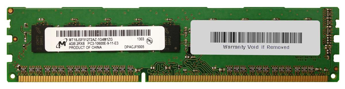 MT18JSF51272AZ-1G4 Micron 4GB PC3-10600 DDR3-1333MHz ECC Unbuffered CL9 240-Pin DIMM Dual Rank Memory Module