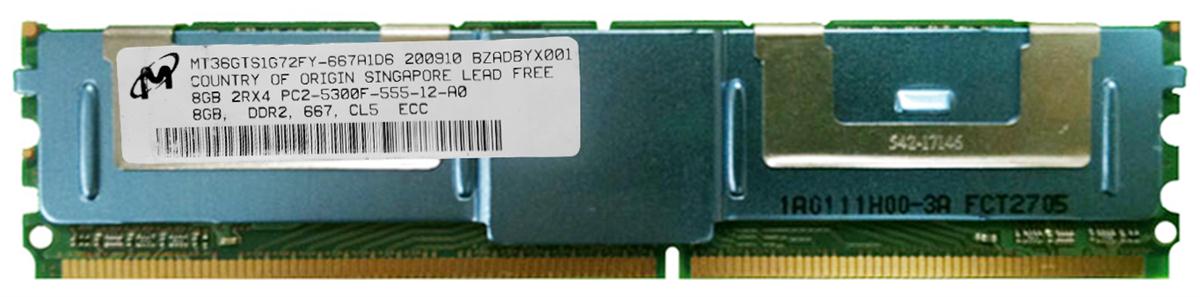 MT36GTS1G72FY-667A1D6 Micron 8GB PC2-5300 DDR2-667MHz ECC Fully Buffered CL5 240-Pin DIMM 1.55V Low Voltage Dual Rank Memory Module