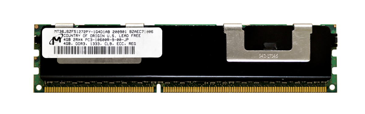 MT36JSZF51272PY-1G4 Micron 4GB PC3-10600 DDR3-1333MHz ECC Registered CL9 240-Pin DIMM Dual Rank Memory Module