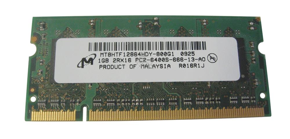 MT8HTF12864HDY-800G1 Micron 1GB PC2-6400 DDR2-800MHz non-ECC Unbuffered CL6 200-Pin SoDimm Dual Rank Memory Module