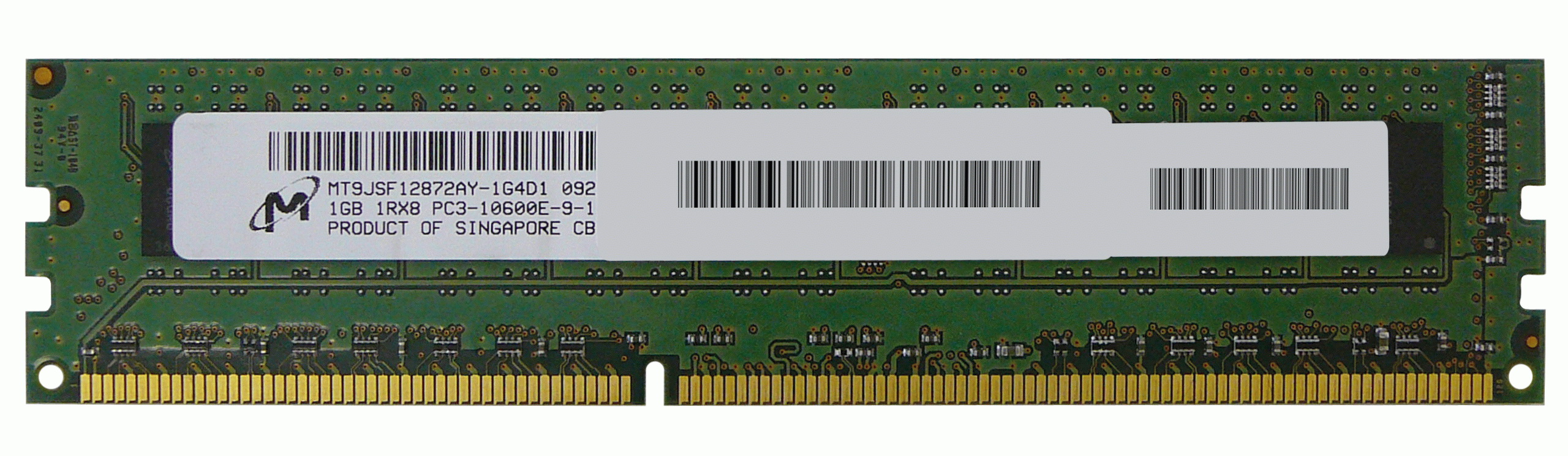 MT9JSF12872AY-1G4D1 Micron 1GB PC3-10600 DDR3-1333MHz ECC Unbuffered CL9 240-Pin DIMM Single Rank Memory Module