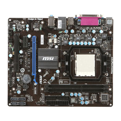 NF725GM-P43 MSI Socket AM3 Nvidia GeForce 7025/ nForce 630a Chipset AMD Phenom II X6/ Phenom II X4/ Phenom II X3/ Phenom II X2/ AMD Athlon II X4/ Athlon II X3/ Athlon II X2/ AMD Sempron Processors Support DDR3 2x DIMM 4x SATA 3.0Gb/s Micro-ATX Motherboard (Refurbished)