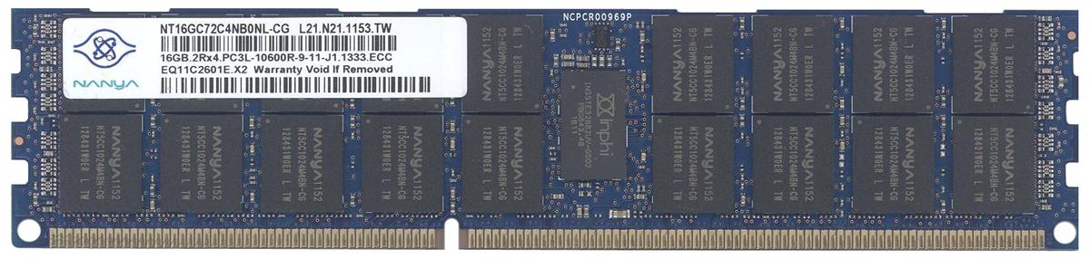 NT16GC72C4NB0NL-CG Nanya 16GB PC3-10600 DDR3-1333MHz ECC Registered CL9 240-Pin DIMM Dual Rank Memory Module
